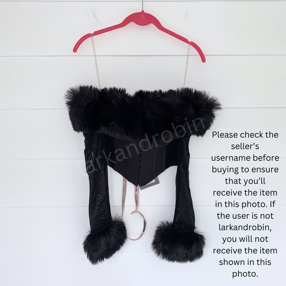NEW House of CB Merle Faux Fur Trim Top Black XS - Picture 13 of 15